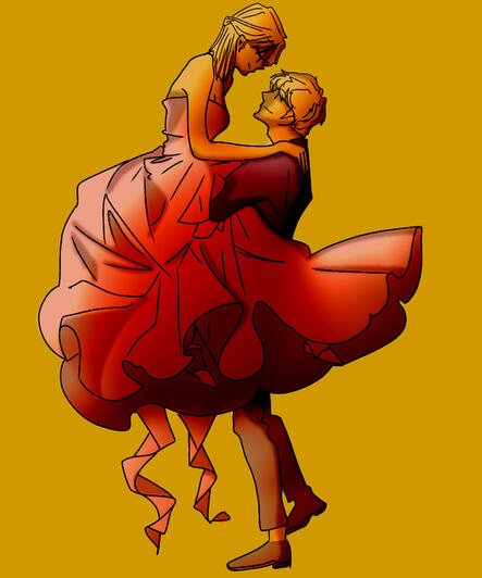 two person line art (whole body)